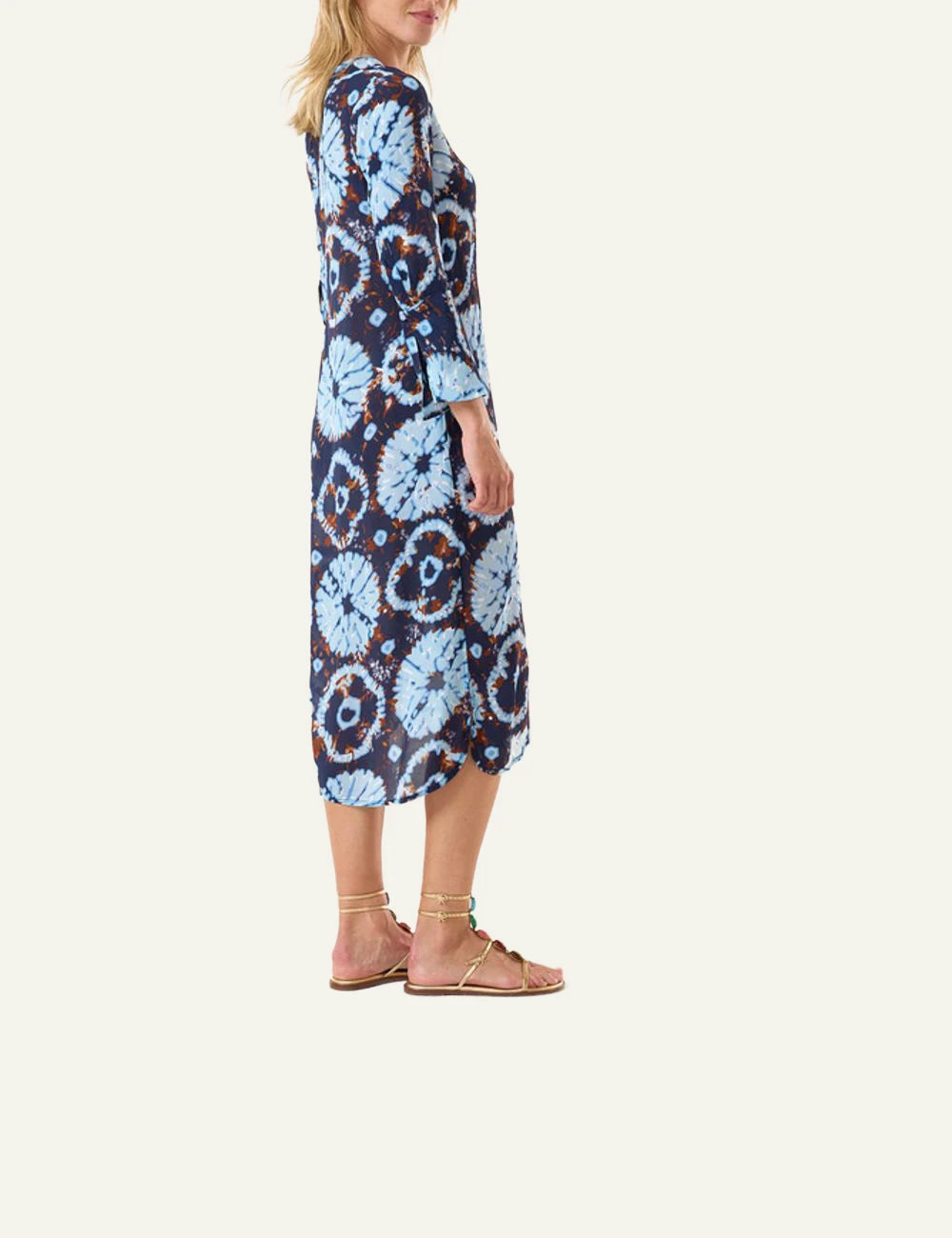 one season genie midi dress blue tie dye back view