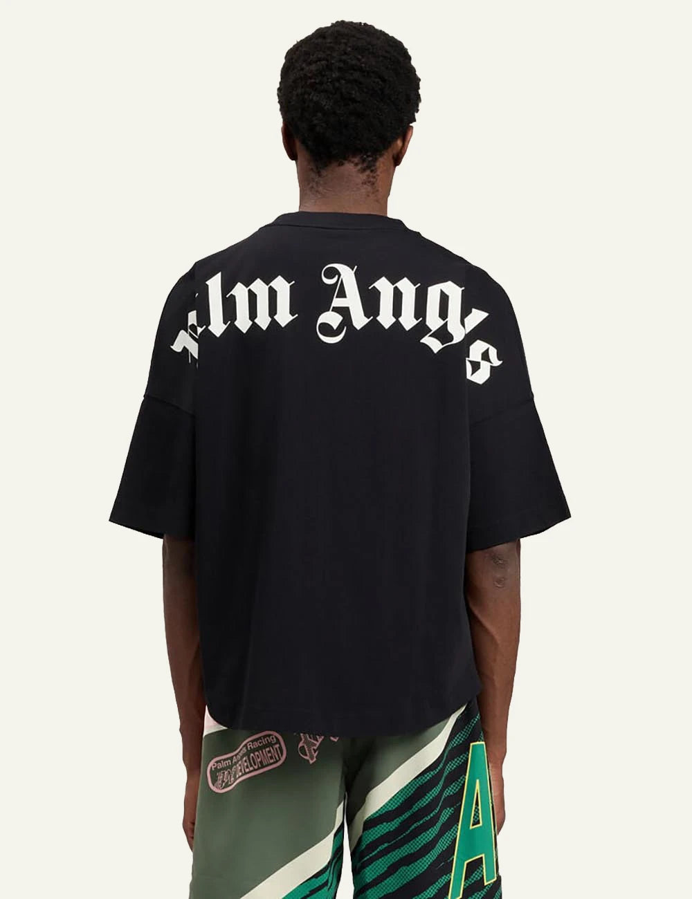 palm angels t shirt black logo collar back view