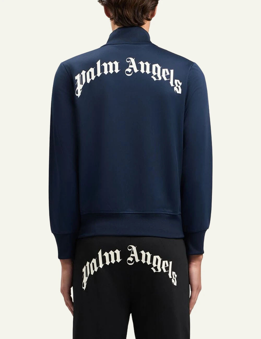 Palm Angels track jacket navy blue zip-up high neck back view