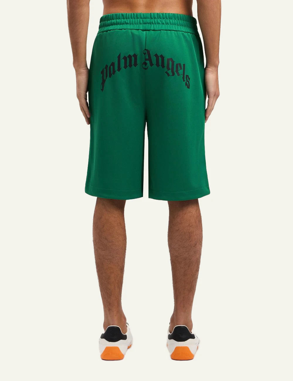 Palm Angels track shorts green elastic waist relaxed fit back view