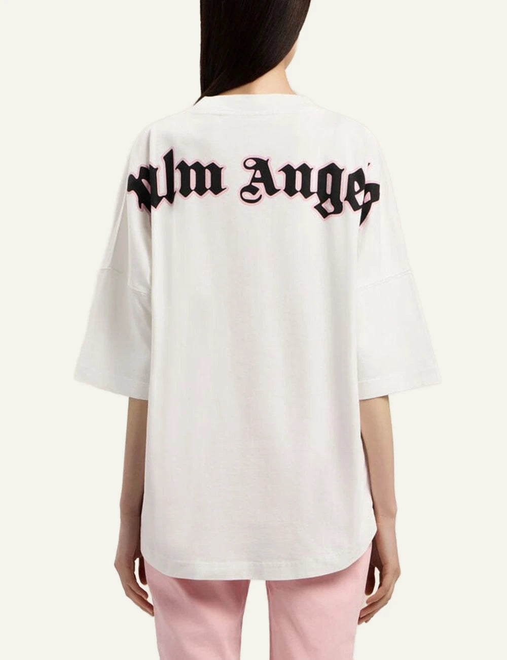 Palm Angels t-shirt off white oversized outline logo back view