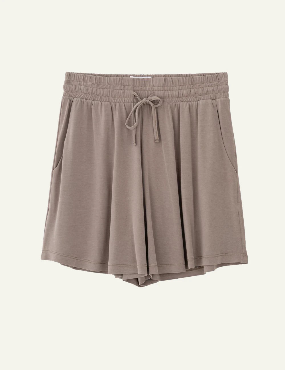 Philosophy basic cupro shorts beige relaxed fit front flat view