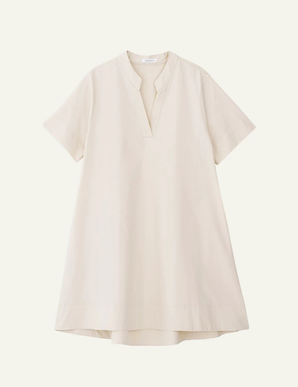 Philosophy cream midi dress short sleeve front flat view