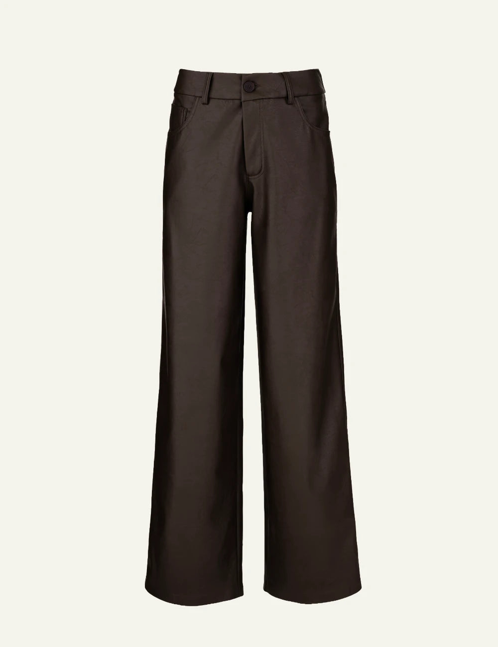Philosophy dark brown leather wide leg pants for women