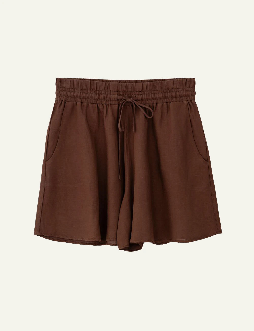 Philosophy gauze shorts brown front view