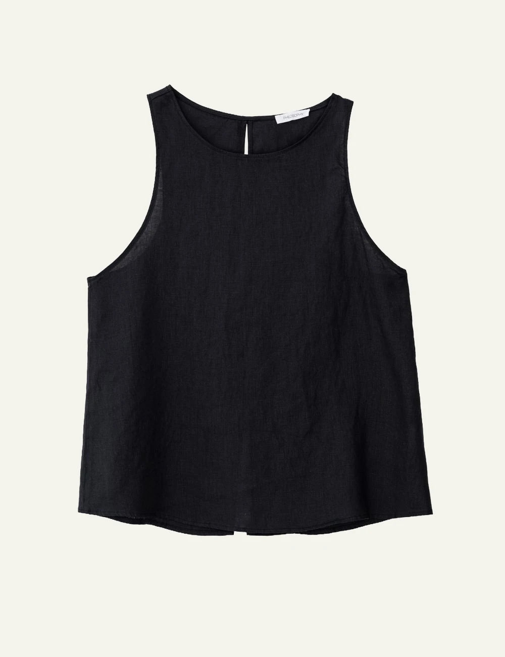 Philosophy halter neck top black front flat