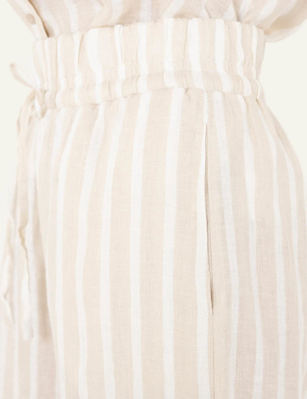 Philosophy linen striped jupe culotte beige side detail view