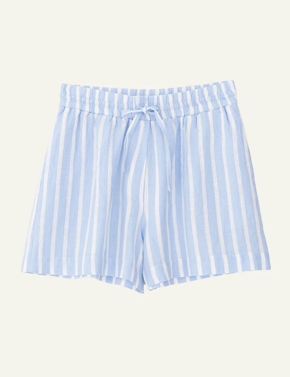 Philosophy linen striped shorts light blue white front flat view