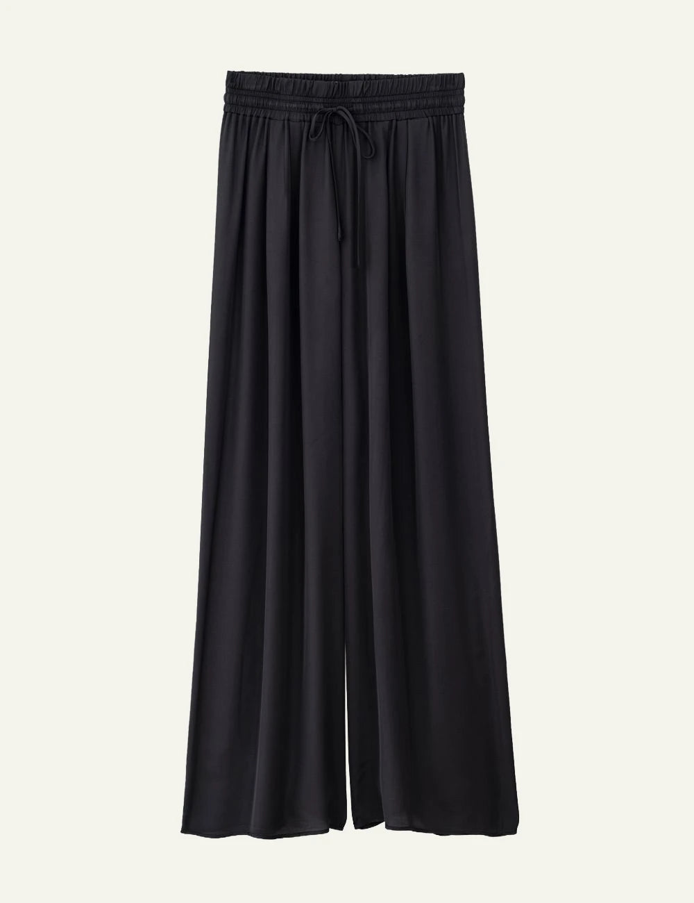 Philosophy off black wide leg pants elastic waist front view