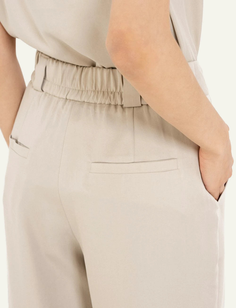 Philosophy regular pants light beige tailored straight fit back view