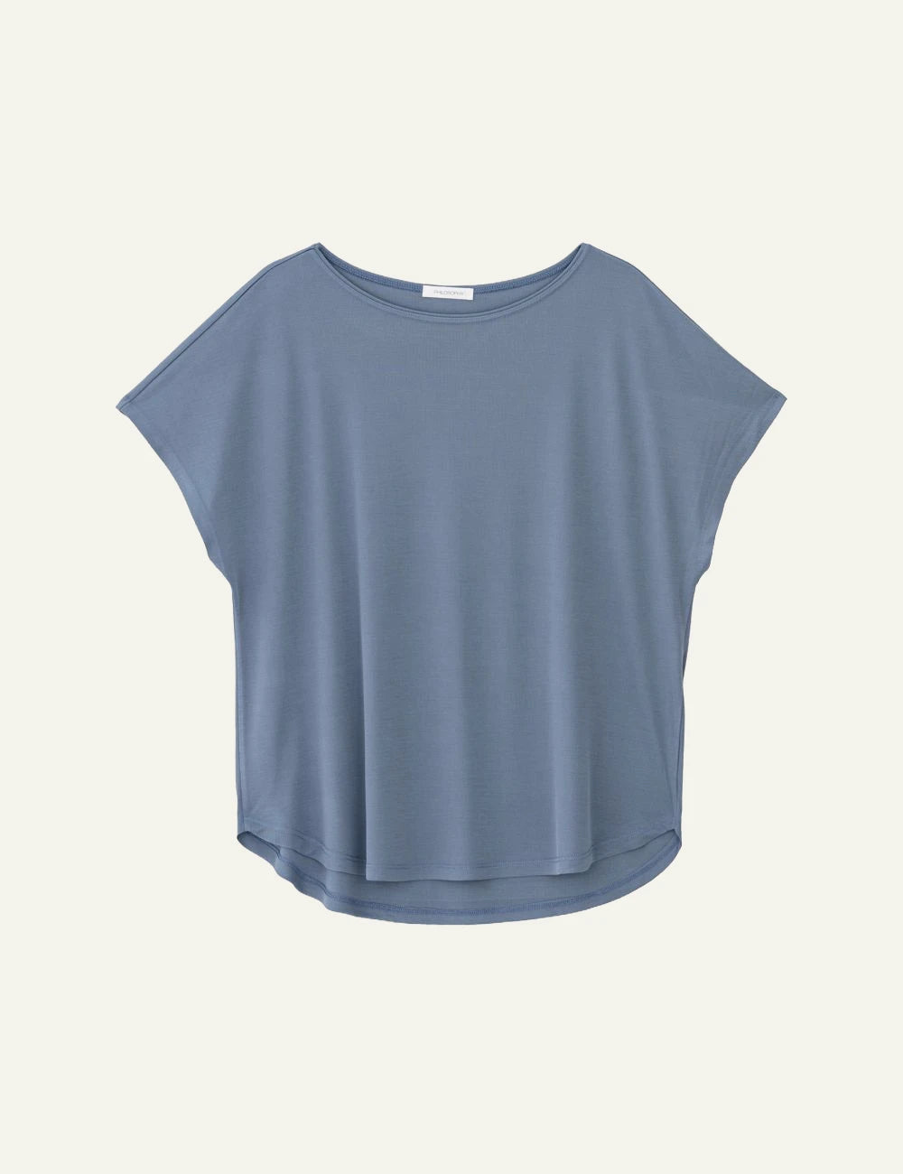 Philosophy rib oversized top dusty blue relaxed fit front view