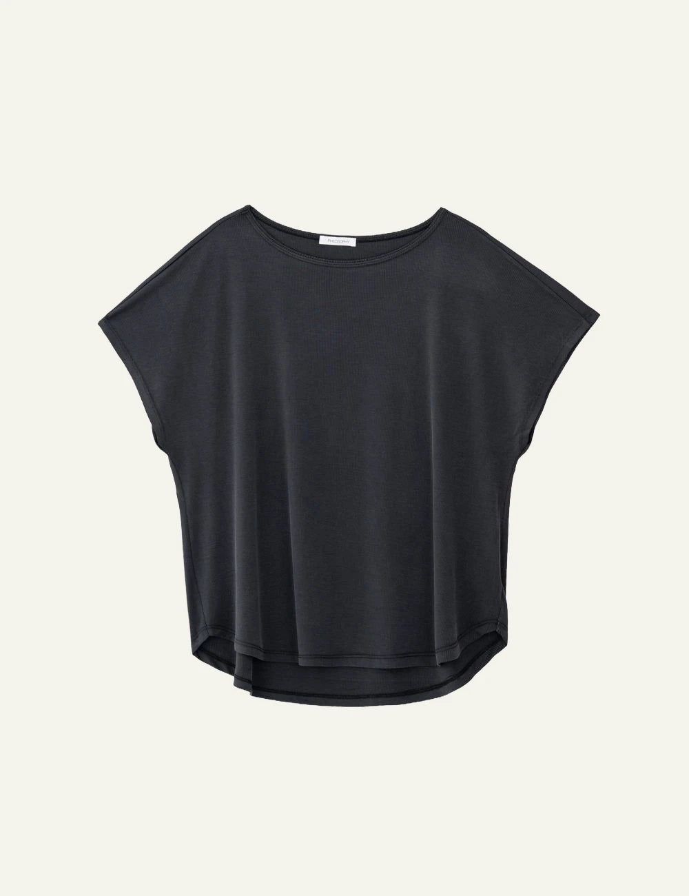 Philosophy rib oversized top off black relaxed fit front view