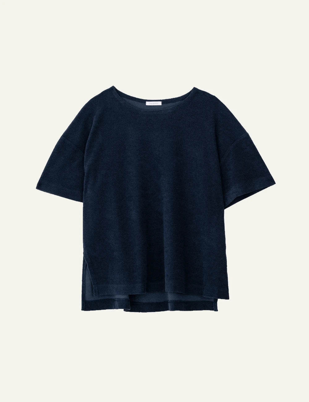 Philosophy short sleeve top dark blue loose fit round neck front view