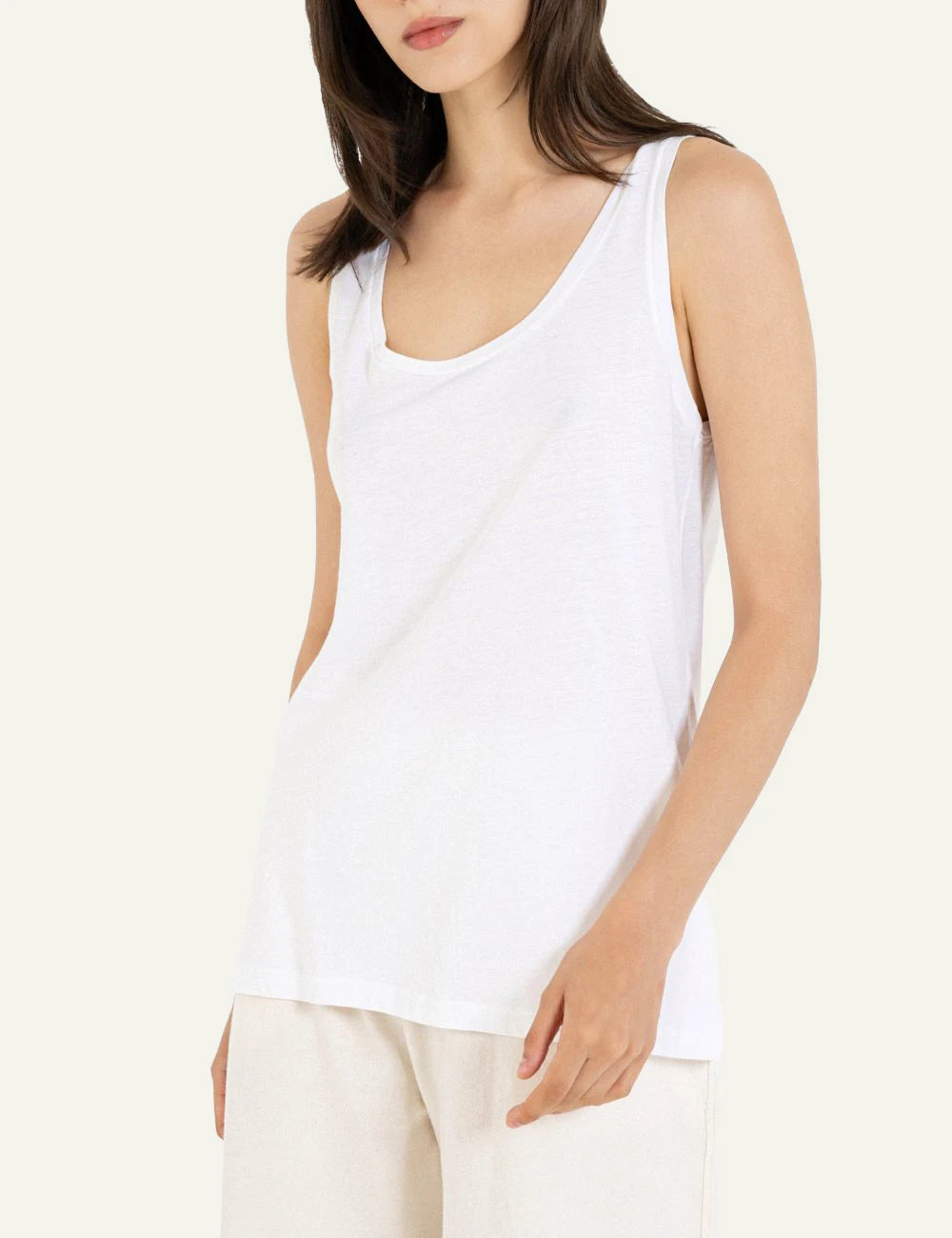 philosophy tank top white sleeveless scoop neck side view