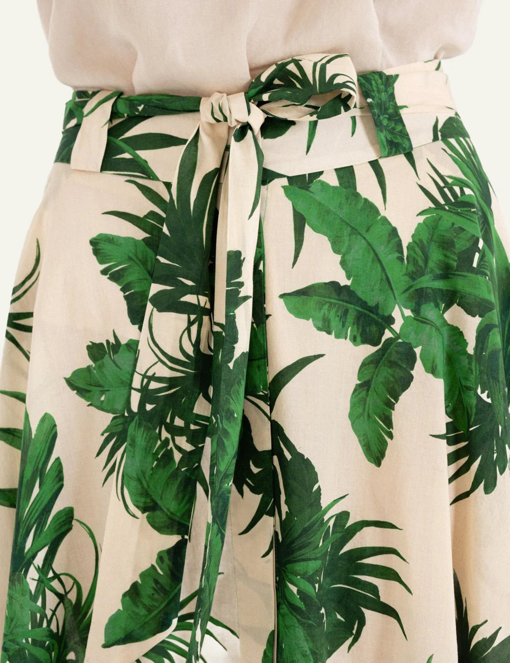 Philosophy voile print skirt beige green tropical midi skirt back view