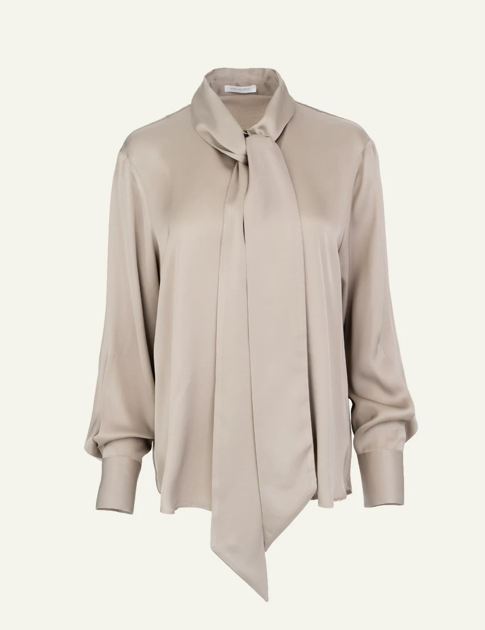 Philosophy women's beige satin ECOVERO tie-neck shirt