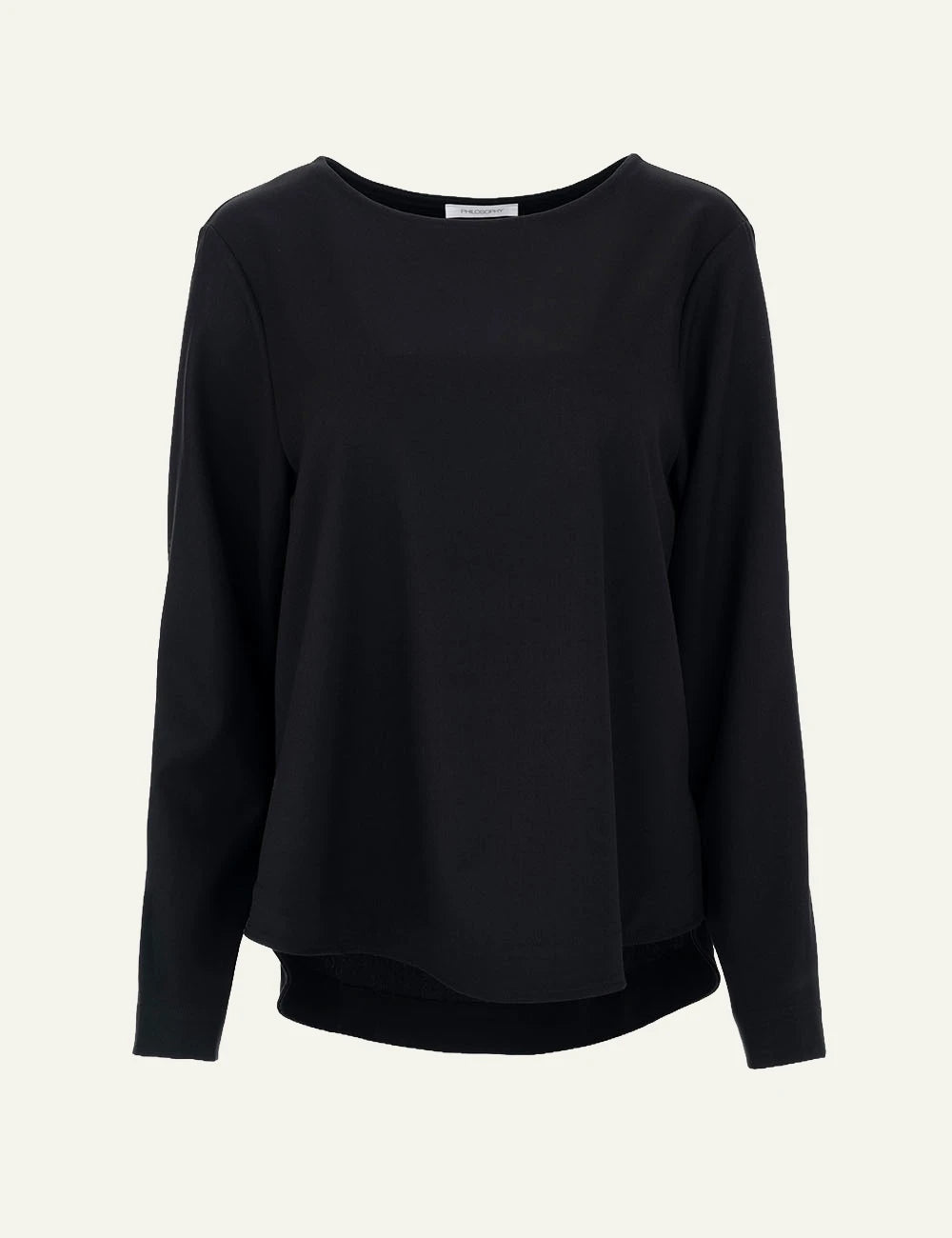 Philosophy women's black lightweight T/R long-sleeve blouse