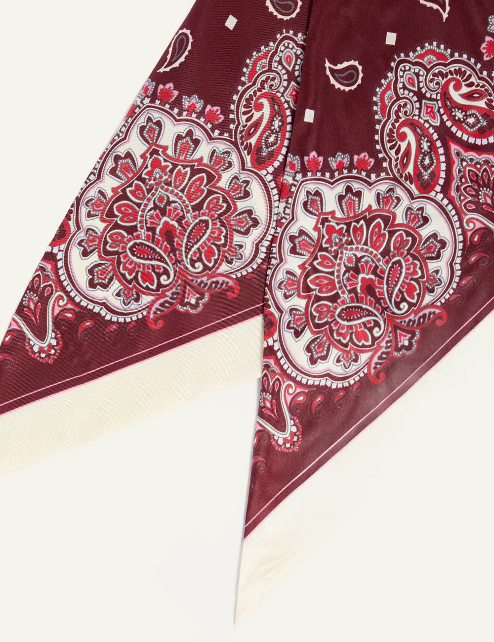 Pinko bandana foulard triangle red paisley silk mix neck hair detail logo view