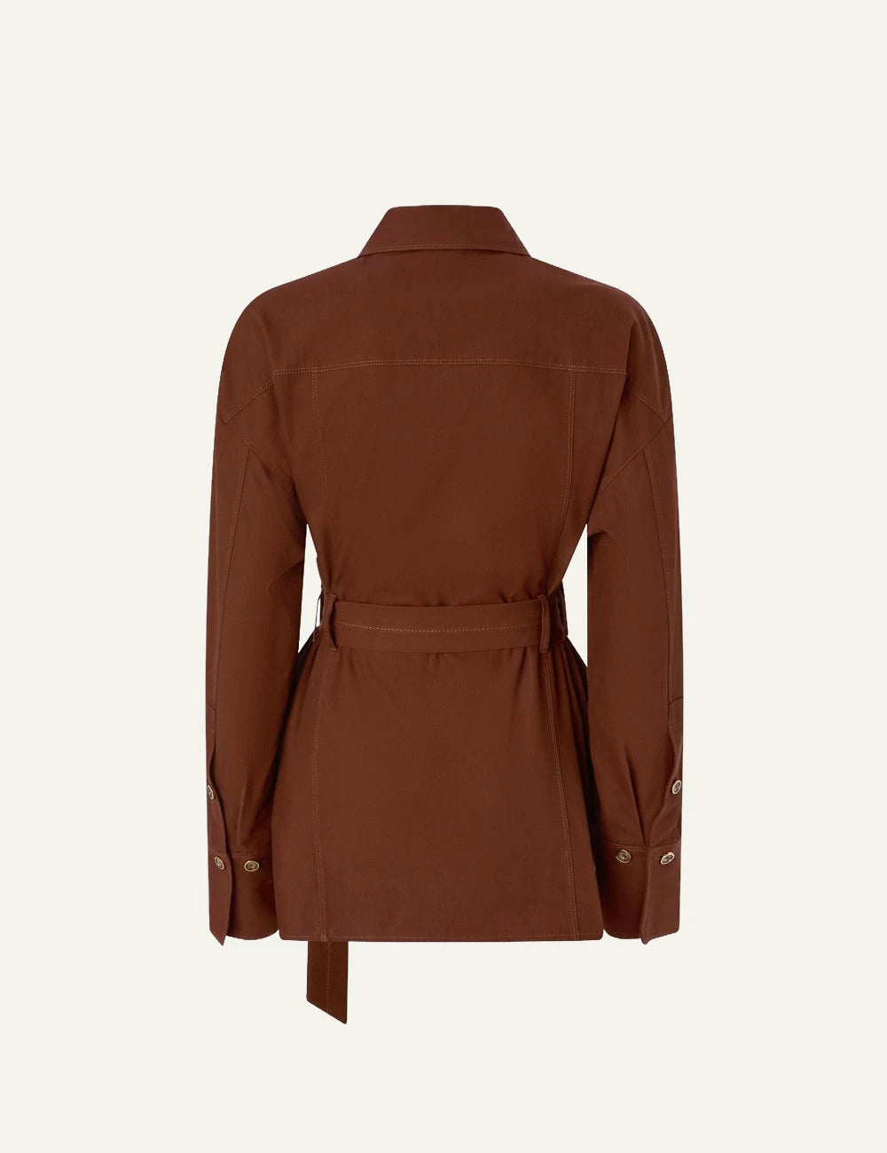 Pinko Cheryl cotton twill overshirt brown with belt back view