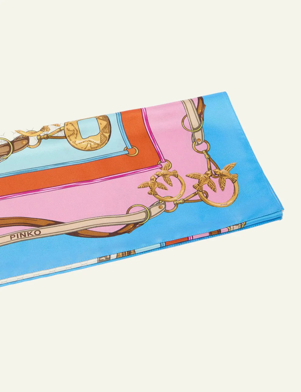 Pinko Limbo silk foulard multicolor Love Birds print detail view