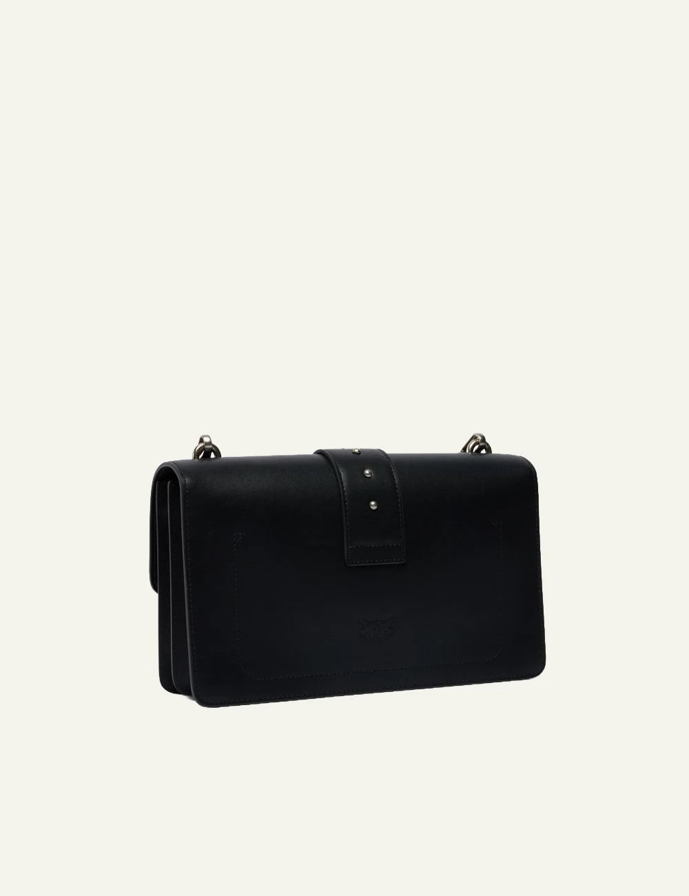 Pinko Love Birds bag black leather medium crossbody silver hardware back view