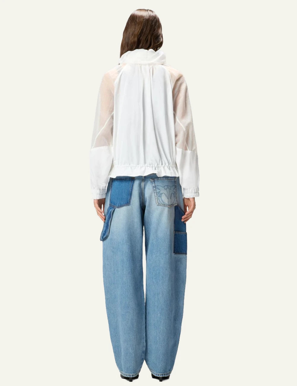 Pinko Beth bomber jacket white technical fabric back view