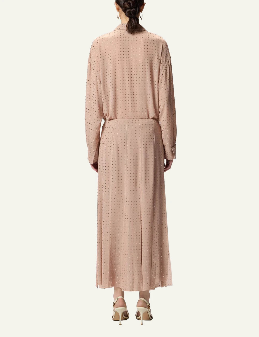 Pinko Rucola skirt pink midi me strass embellished back view