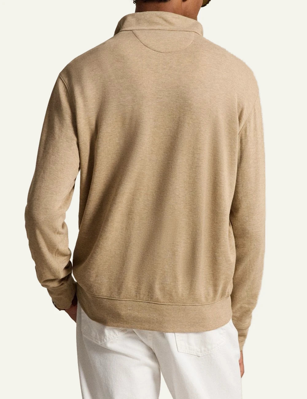 Polo Ralph Lauren beige quarter zip knit sweater me embroidered pony logo back