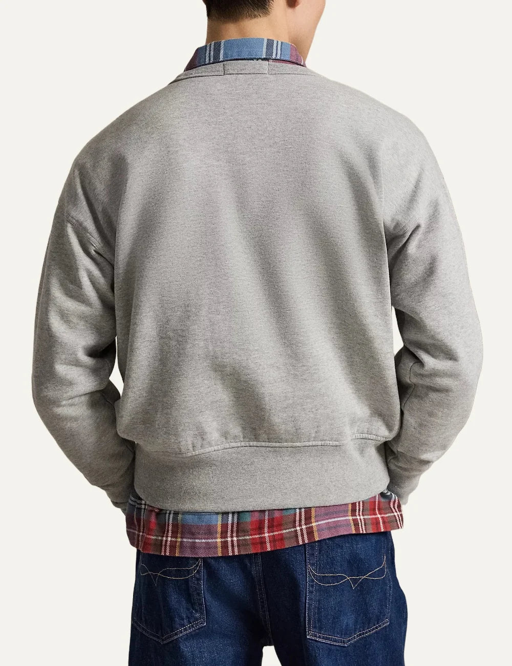 Polo Ralph Lauren men's heather grey cotton blend sweatshirt with Polo Bear motif back