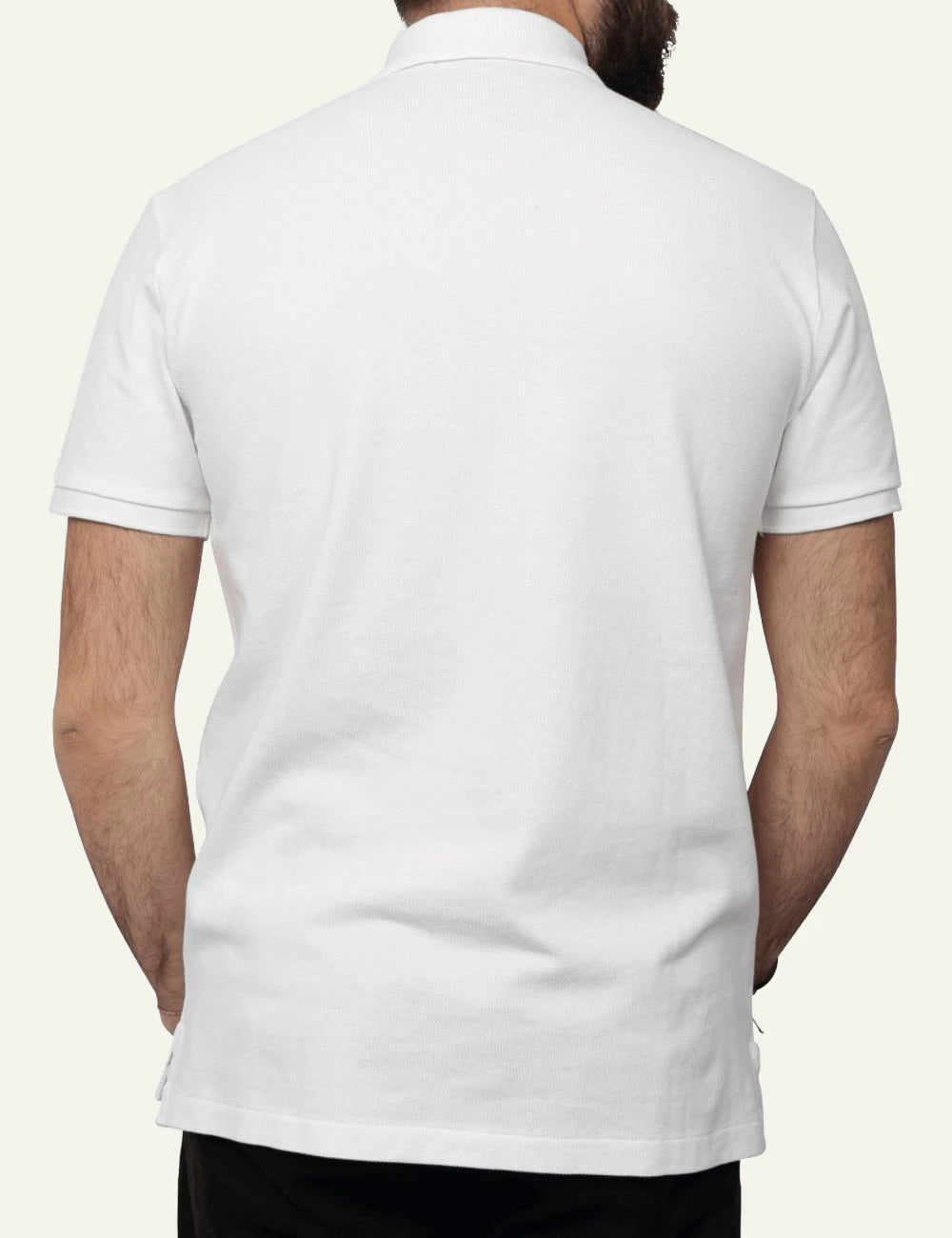 Men's Polo Ralph Lauren white cotton slim fit polo shirt with blue embroidered Pony logo back