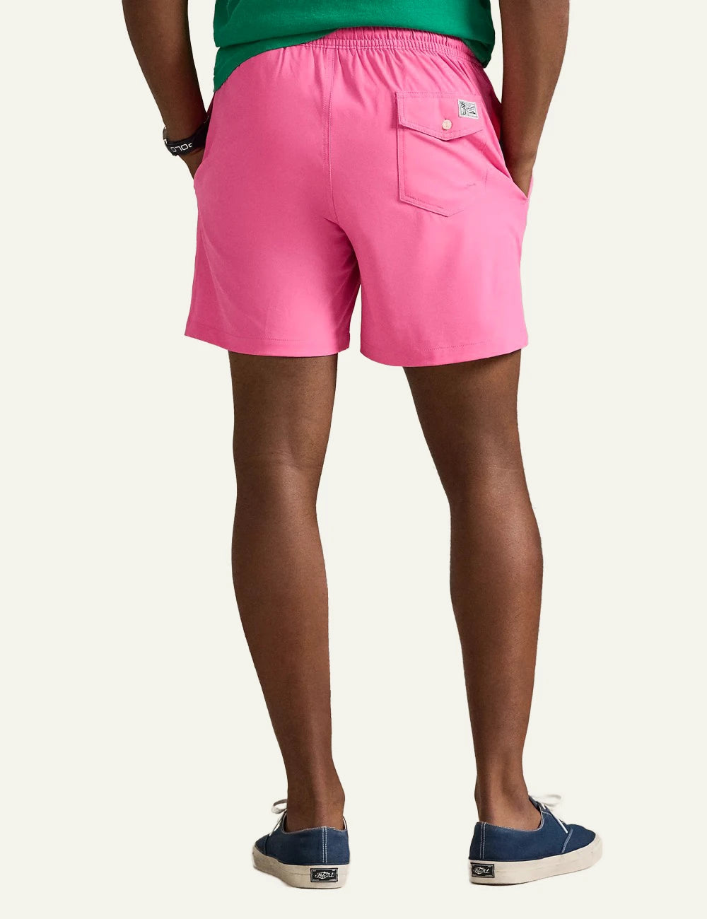 polo ralph lauren pink swim shorts classic fit pony logo back view
