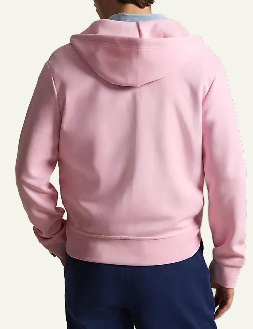 polo ralph lauren pink zip hoodie cotton blend pony logo back view