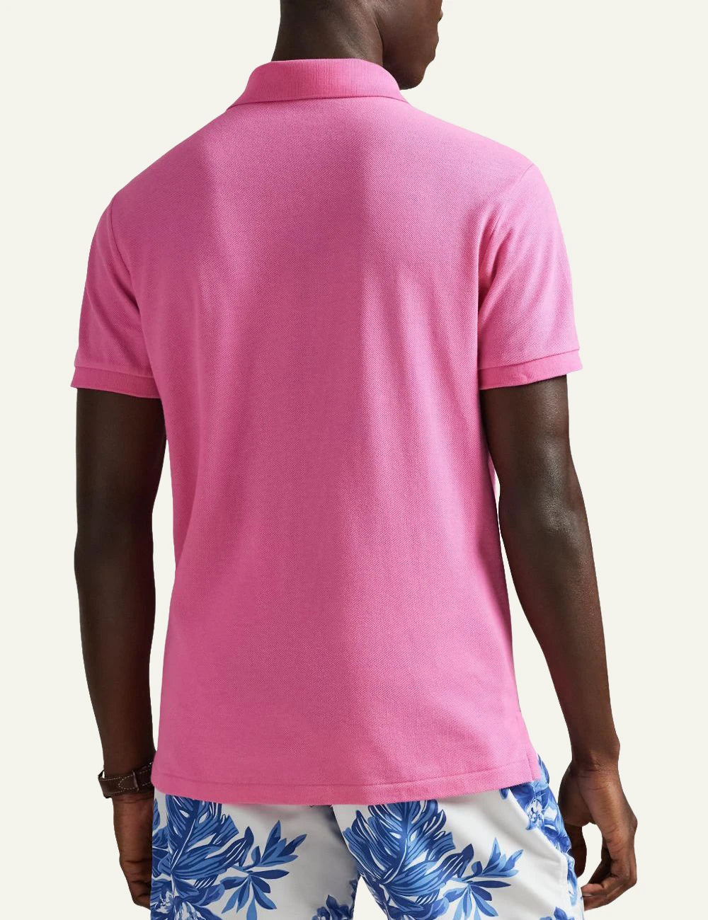 Polo Ralph Lauren short sleeve polo shirt in pink with embroidered logo, back view