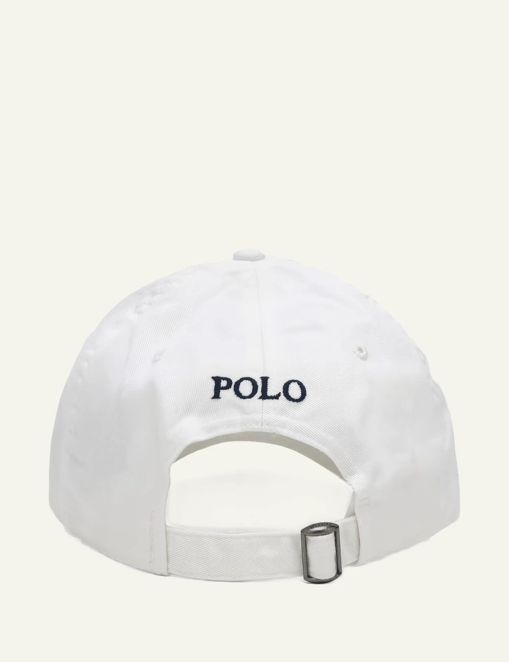 Polo Ralph Lauren white cap with navy POLO embroidery back view