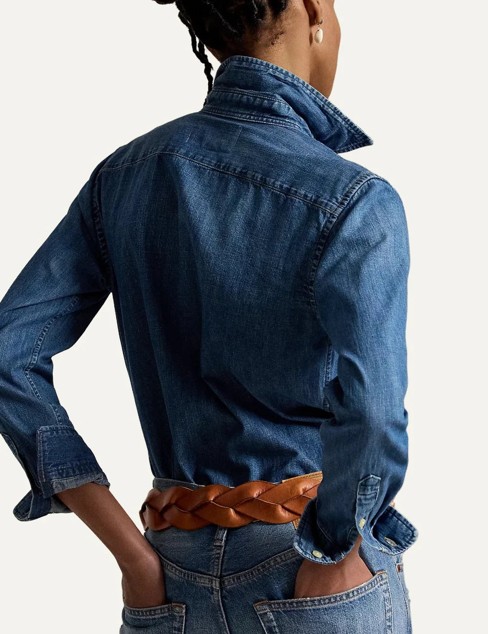 Polo Ralph Lauren women's blue denim cotton shirt back