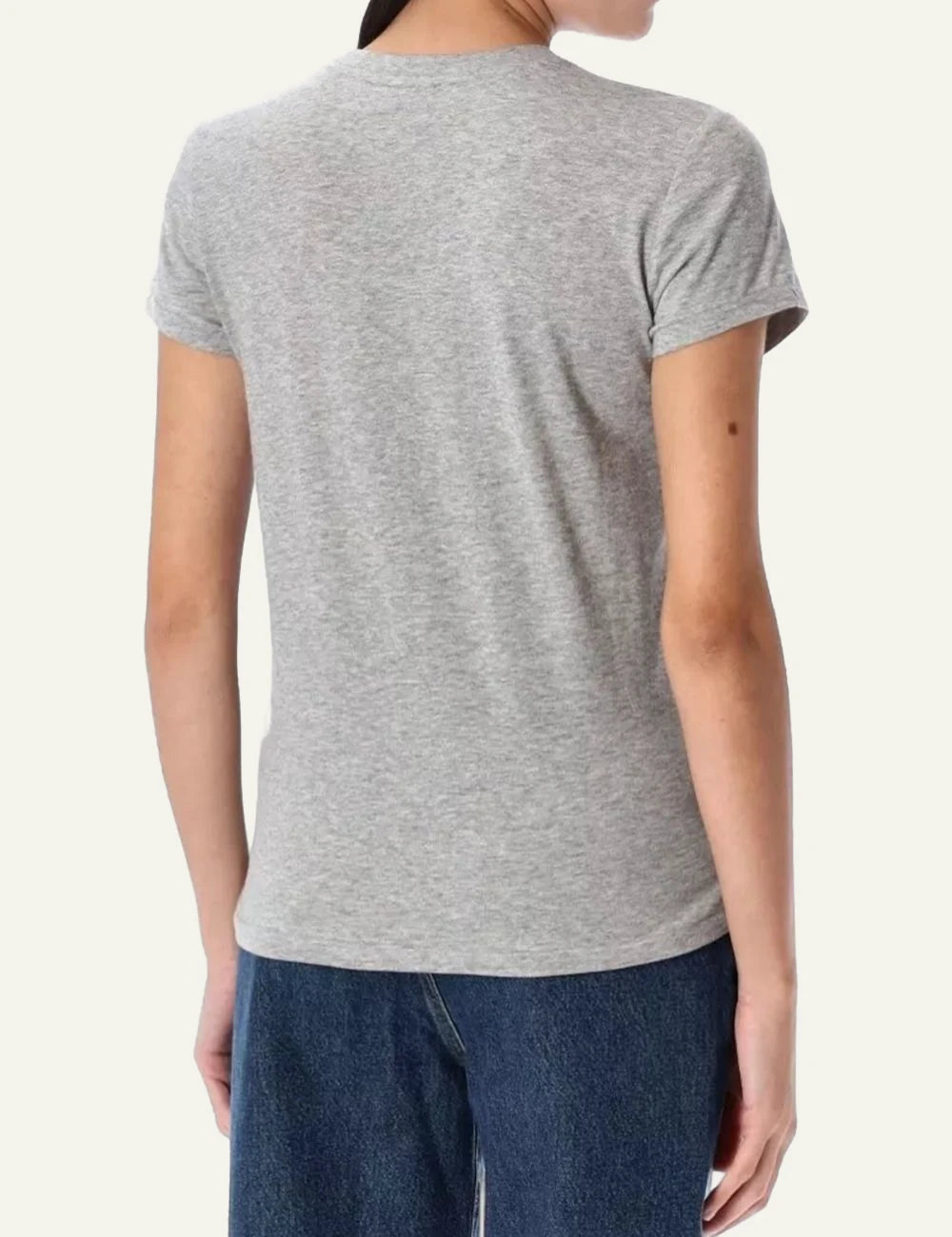 Women's Polo Ralph Lauren Classic Fit cotton jersey T-shirt in grey melange with embroidered Pony logo back