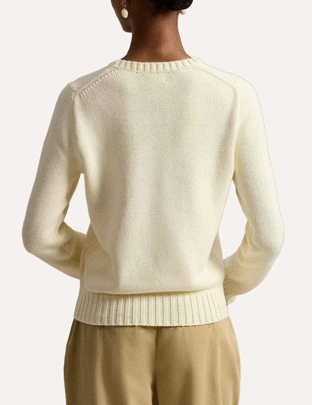 Polo Ralph Lauren women's ecru cotton sweater with American flag back