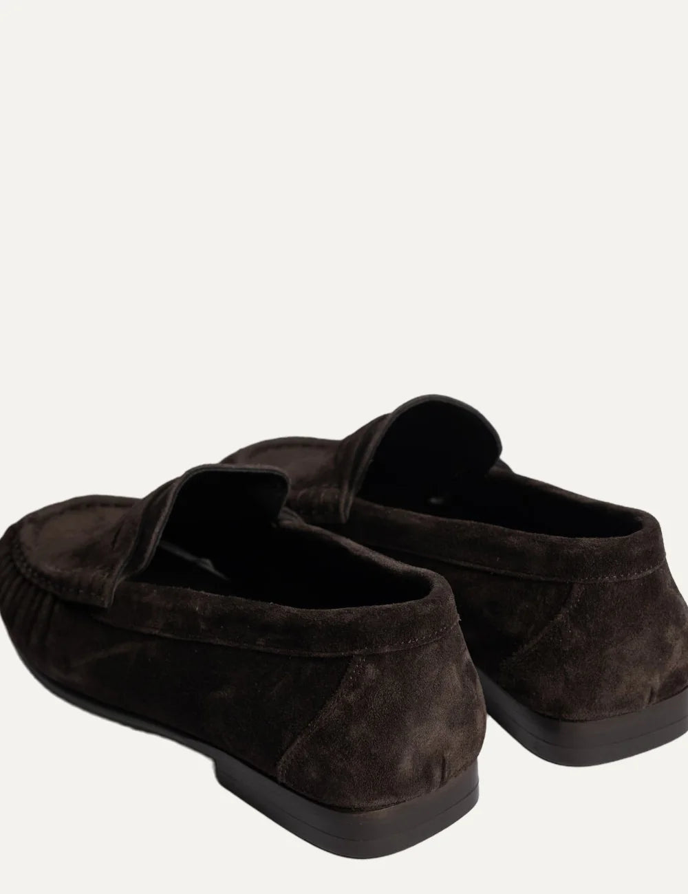 Posa Women’s Dark Brown Suede Penny Loafers back view