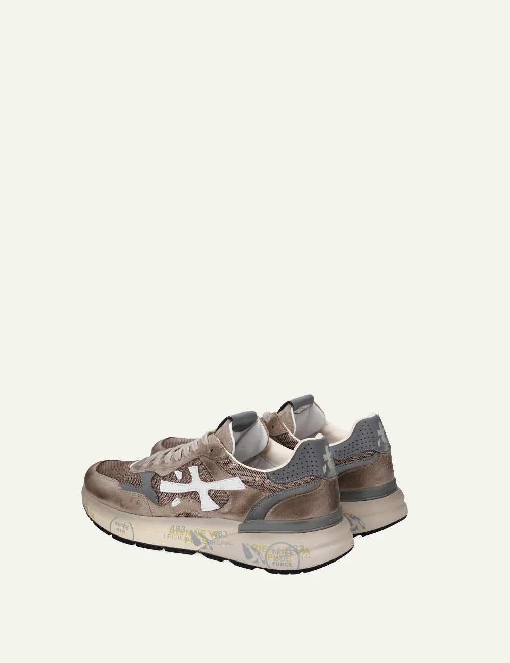 Premiata Mick sneaker taupe suede mesh back view