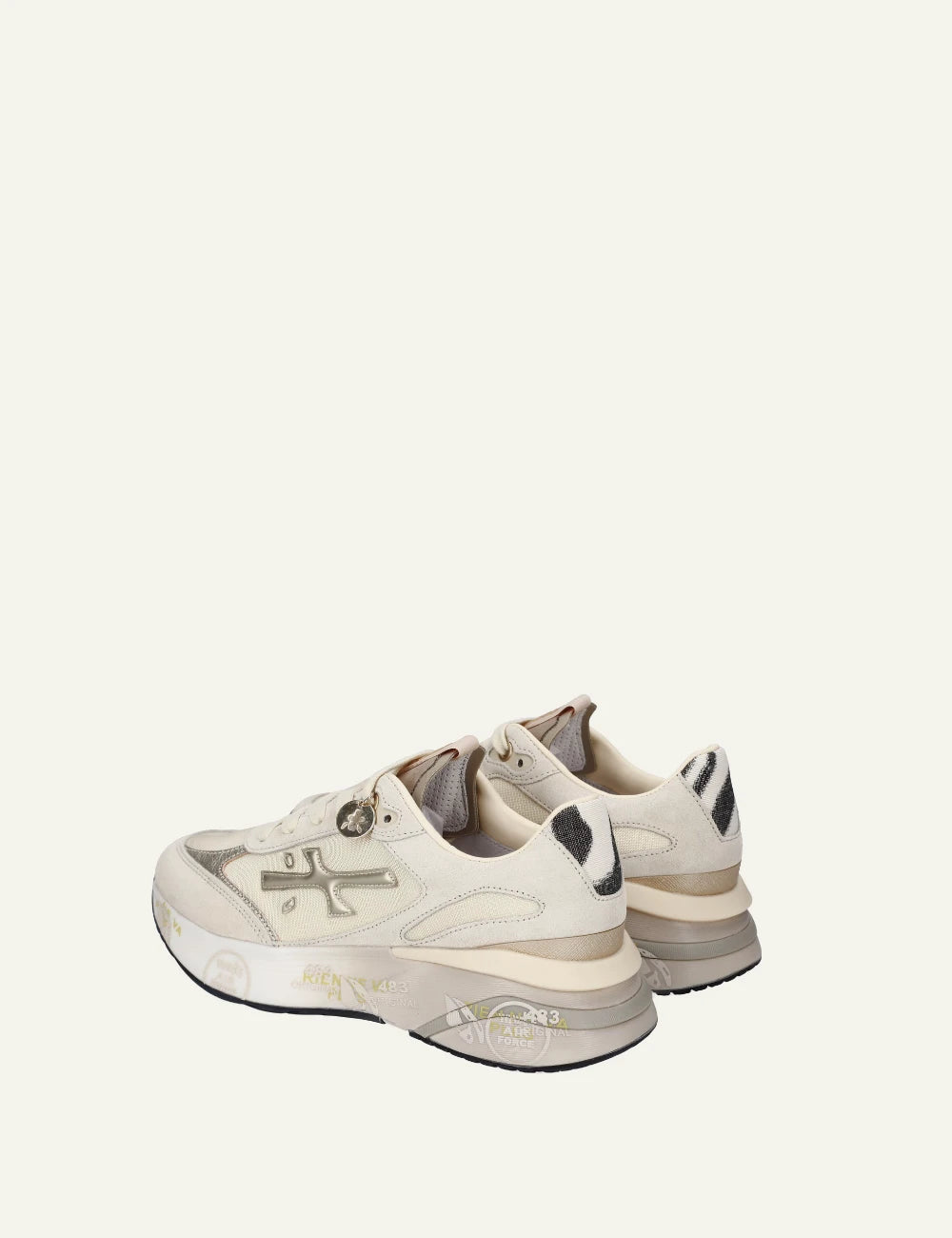 Premiata Moerun sneaker cream leather mesh back view