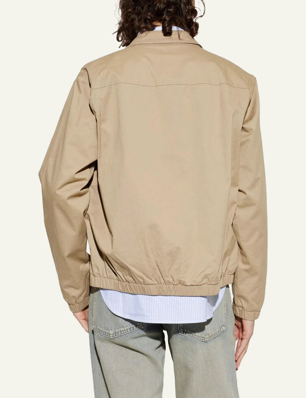 Rag & Bone beige zip jacket with collar back view