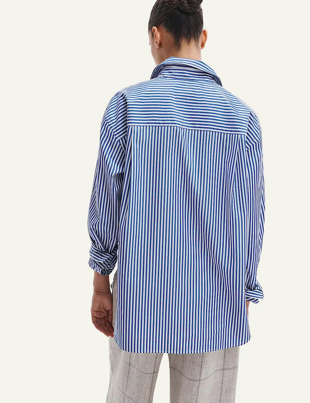rag & bone striped cotton poplin shirt blue white women back view