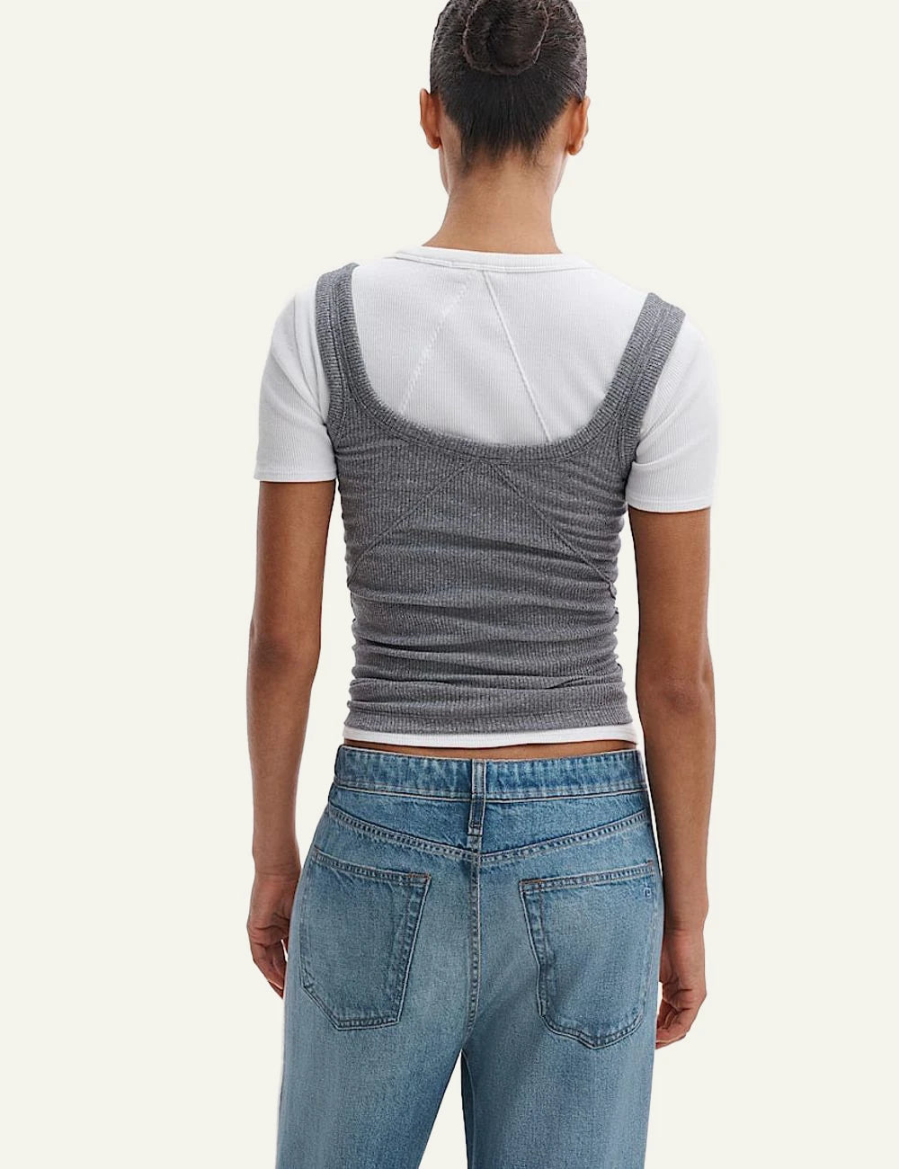 rag & bone rib tank top grey melange slim fit back view
