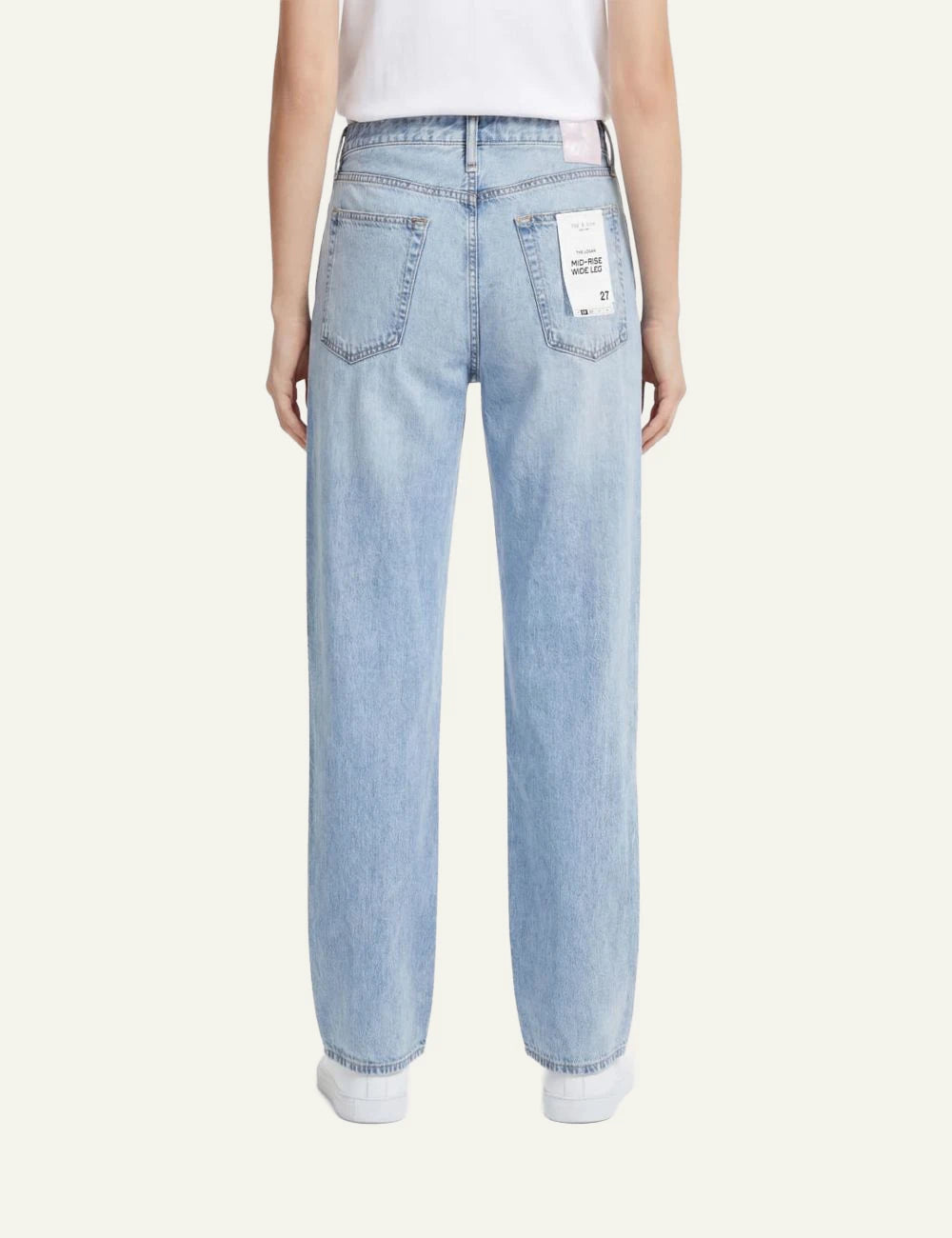 rag & bone straight leg denim jeans light blue women back view