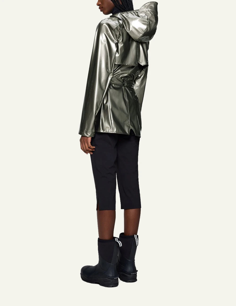 Rains Shiny Belted Jacket full back body