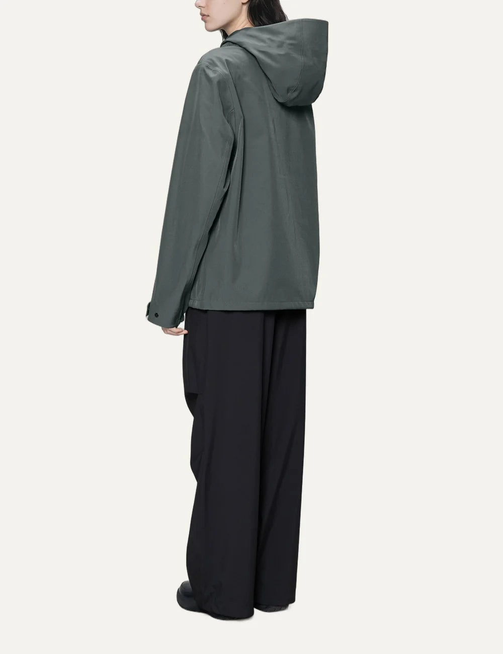 Rains Women’s Dark Grey Waterproof Softshell Hooded Jacket back