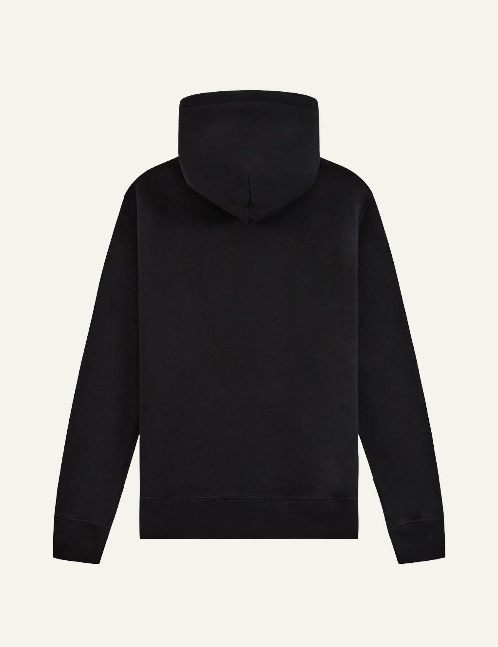 Ralph Lauren black hoodie with Polo Bear tuxedo graphic back flat view