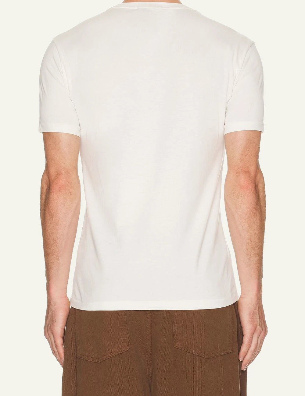 Ralph Lauren cream t-shirt with Polo Bear tuxedo graphic back model view