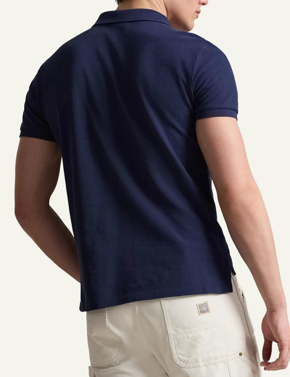 Ralph Lauren navy polo shirt with Polo Bear embroidery back model view