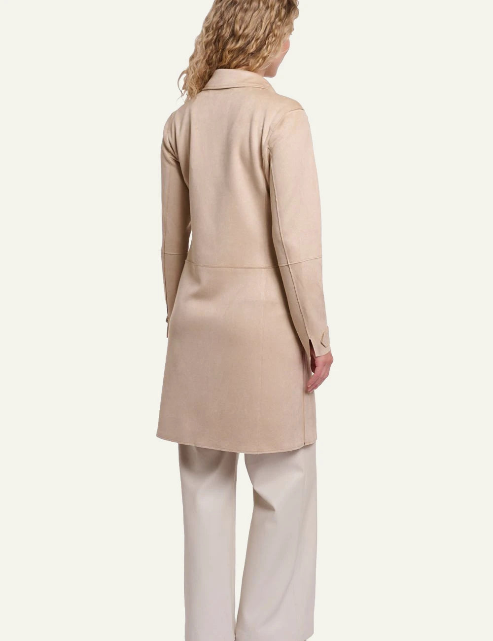 Rino Pelle Babice long faux suede coat oat back view